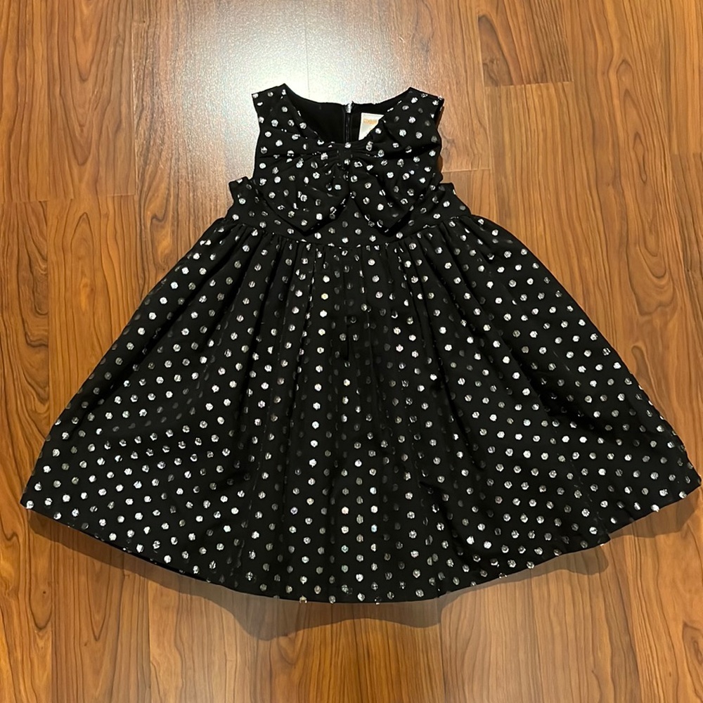 Gymboree (2T) Black Dress (Sliver Polka Dots)